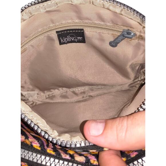 Kipling Bag Callie Crossbody Handbag Purse Black Diagonal Stripe Zip Pocket - Picture 4 of 4